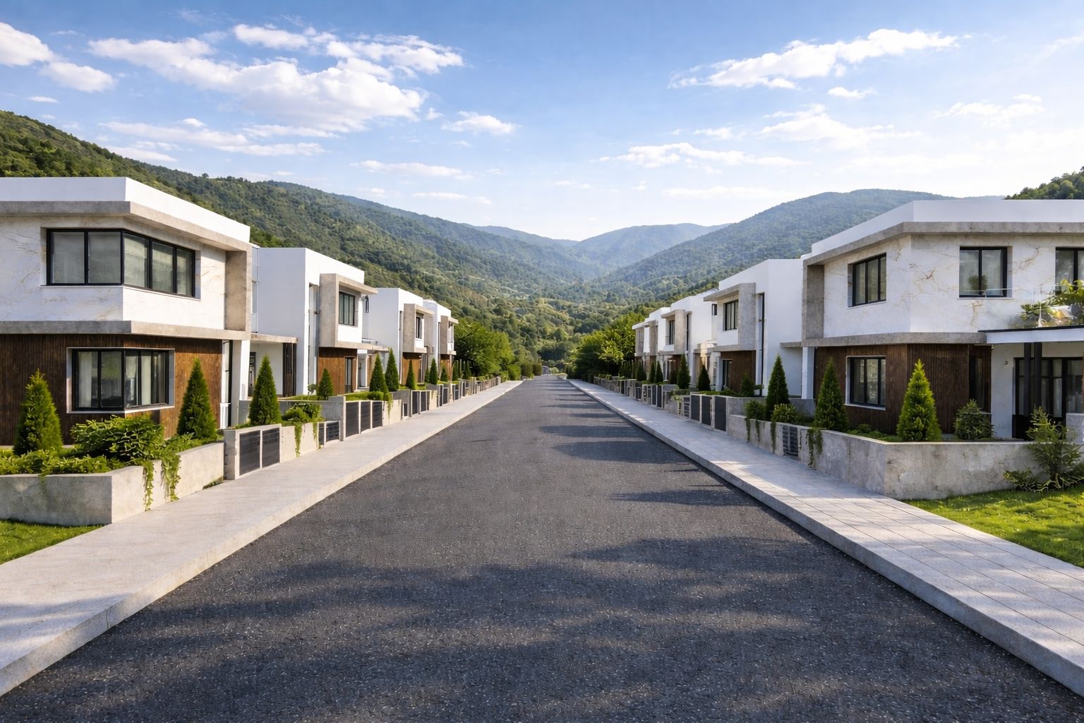 Street View with Mountain Backdrop